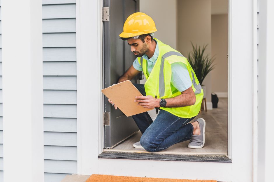 home inspector checking property clipboard professional home inspector checking property clipboard professional